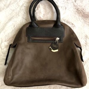 Nicoli brown leather and suede satchel
